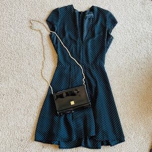 Reformation polka dot v neck cap sleeve dress